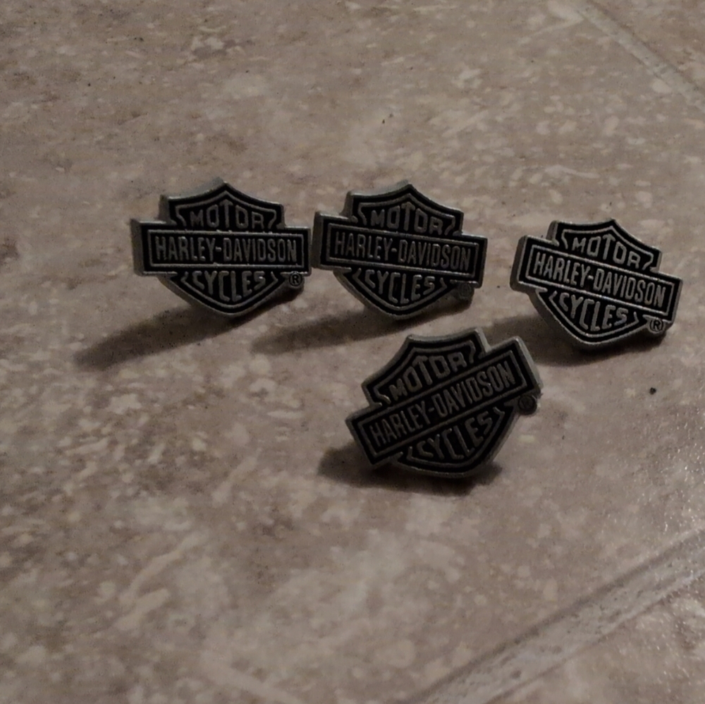 4 Silver Looking Harley Davidson Motor Cycles Hat Pin/ Jacket/ Lapel Pin